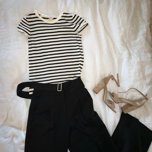 J. Crew Black & White Stripe SS Sweater (size S)